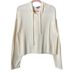 Anthropologie Sky & Sparrow Hoodie Womens XL Cream Fuzzy Knit Cozy Neutral Boho